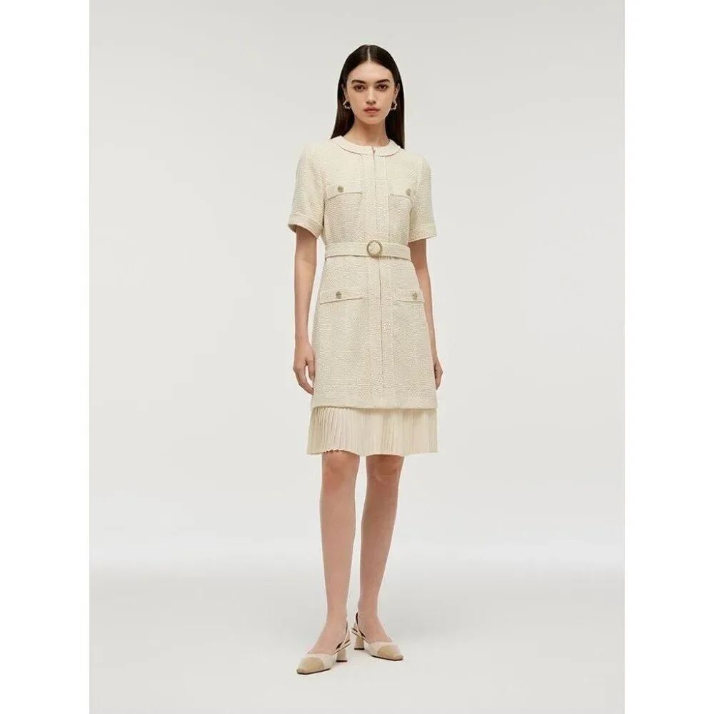 Goelia Wool Blend Tweed Boucle Belted Women’s Dress Size 8/10